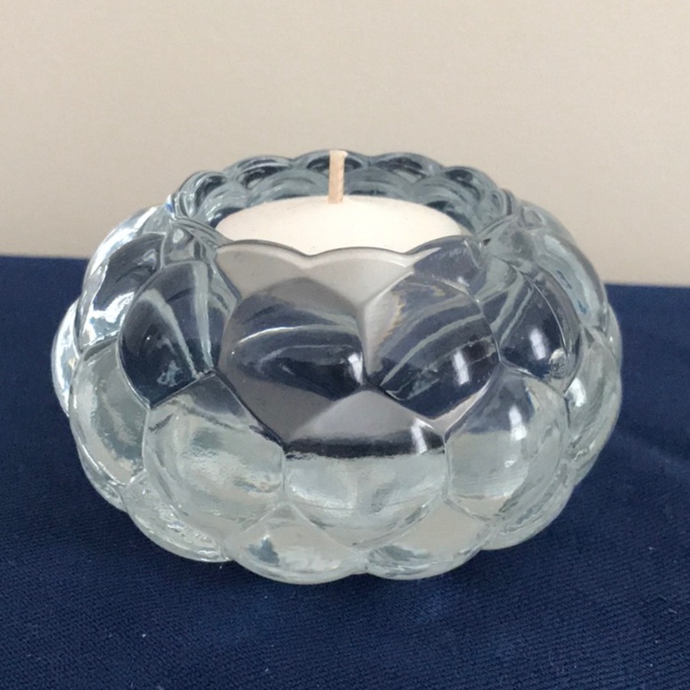 Votive or Tea Light Holder Clear Bubble Glass - Picture 4 of 4